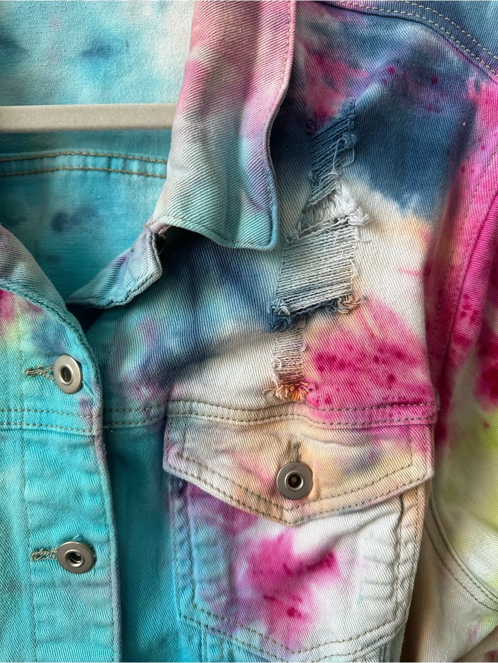 JustFab Pastel Tie-Dye Denim Jacket - Picture 4 of 10